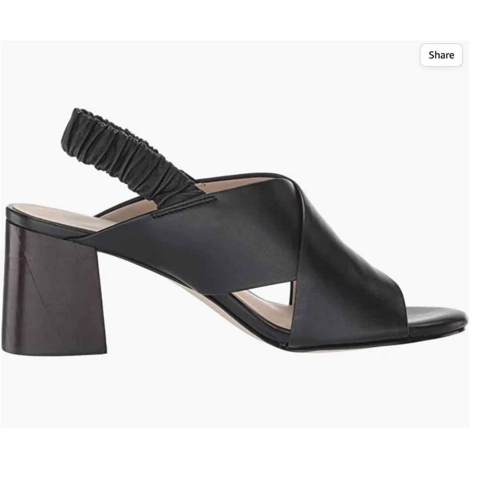 Cole Haan Women's Anastasia City Sandal 8.5 Black Heel Leather Tan